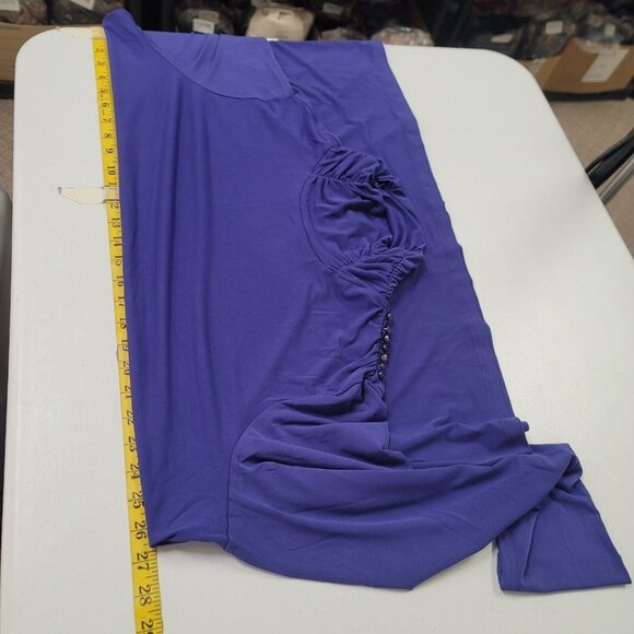 Susan Graver Womens Career Liquid Knit Mock Neck Top Size 2X Blue Office Modest - Picture 6 of 9